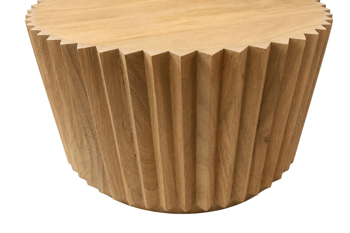 Fakenham Round Mango Wood Carved Ridged Coffee Table
