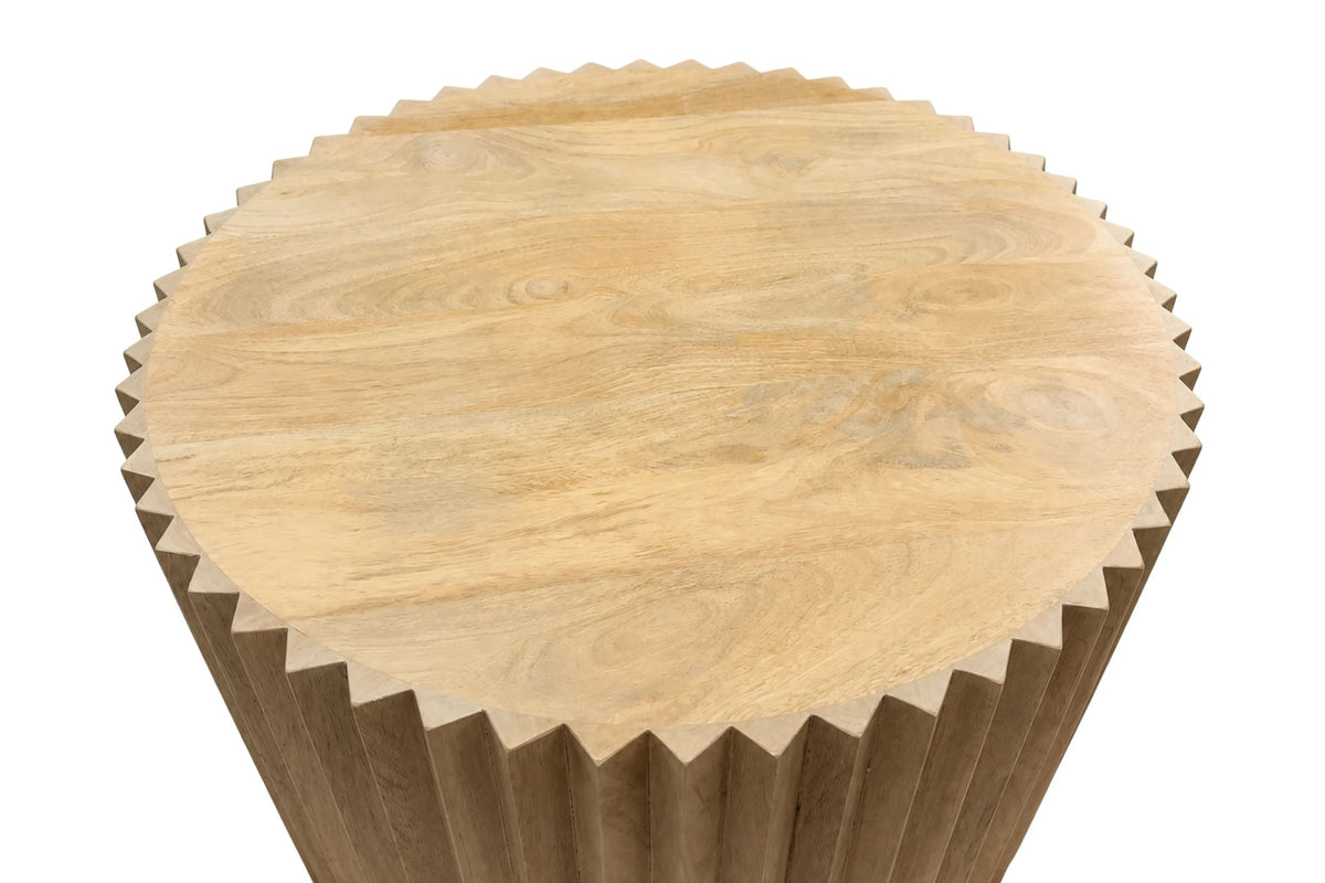 Fakenham Round Mango Wood Carved Ridged Coffee Table