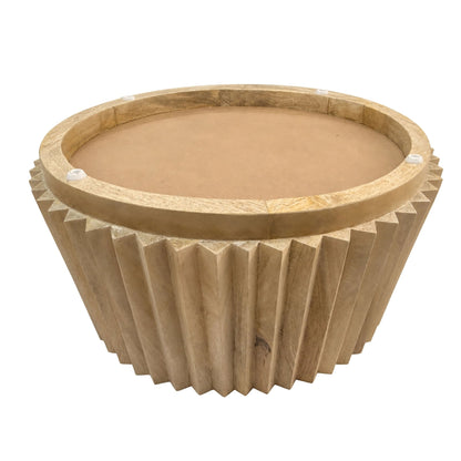 Fakenham Round Mango Wood Carved Ridged Coffee Table