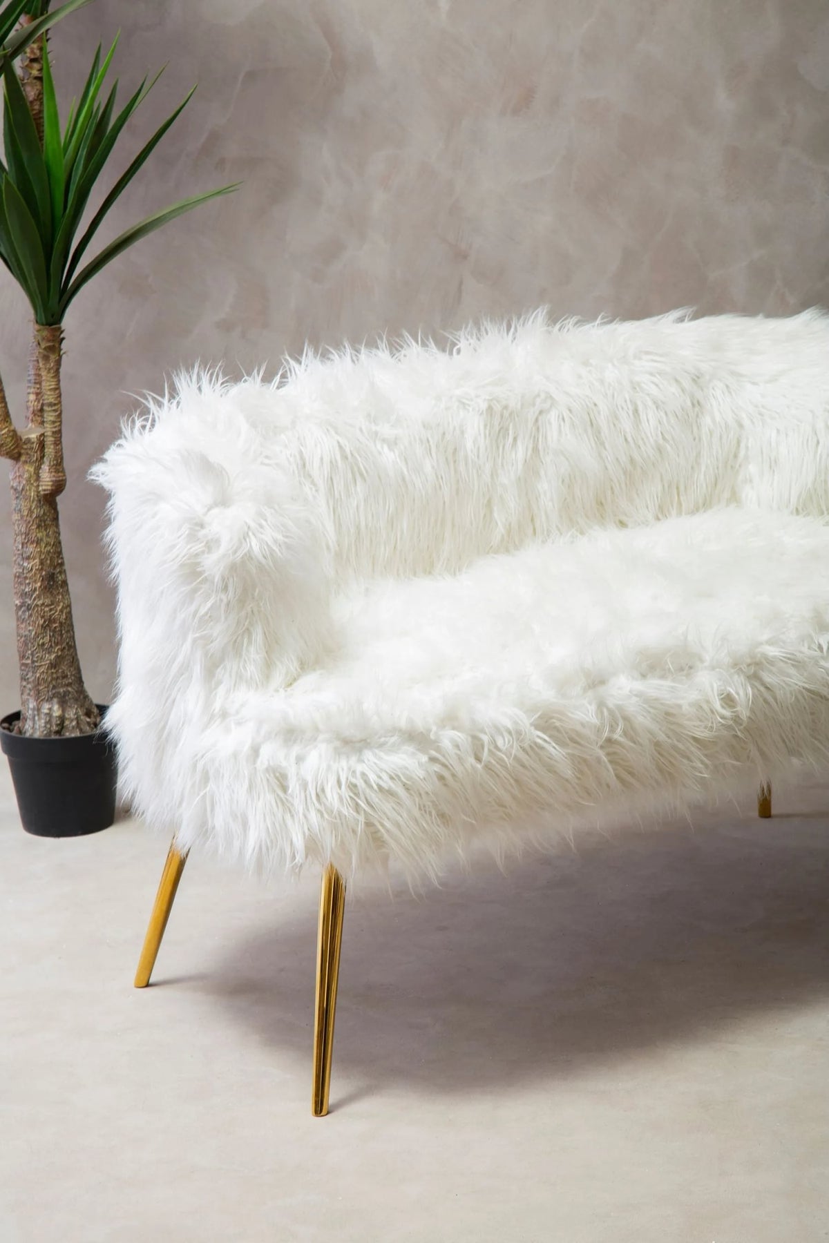 Sorrento Fur Effect 2 Seater Sofa with Gold Legs