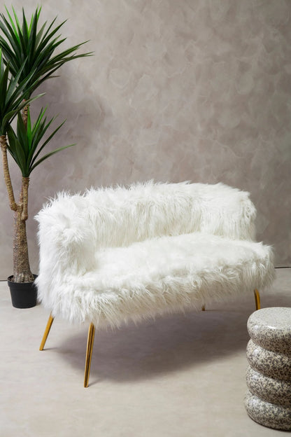 Sorrento Fur Effect 2 Seater Sofa with Gold Legs