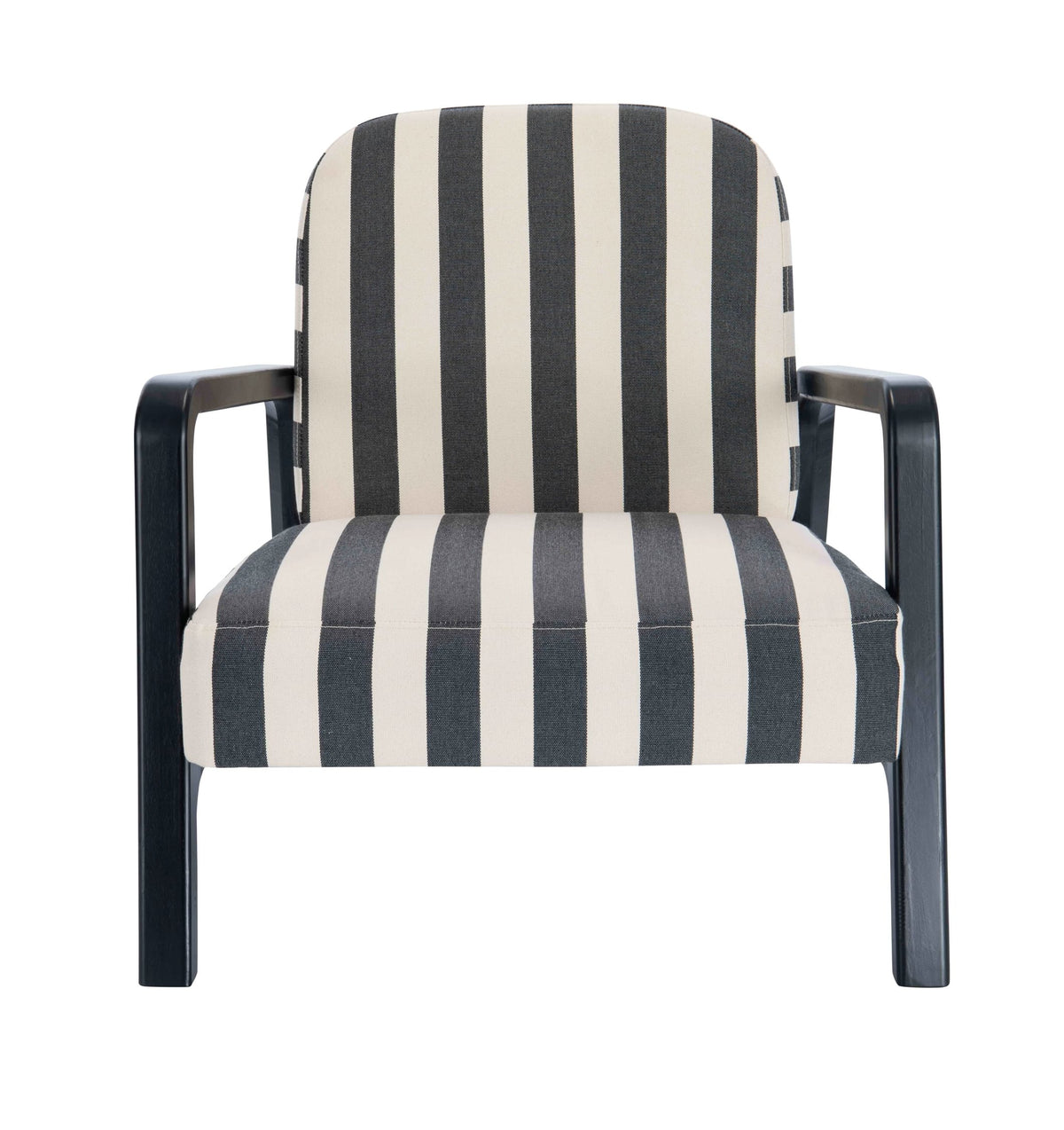 Pateley Black and White Stripe Armchair with Wooden Frame