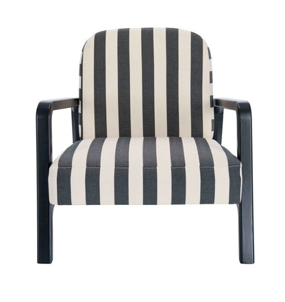 Pateley Black and White Stripe Armchair with Wooden Frame