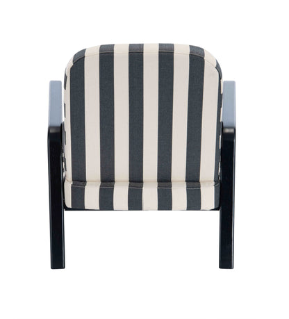 Pateley Black and White Stripe Armchair with Wooden Frame