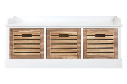 Lavenham White and Natural Wooden Bench with Drawers