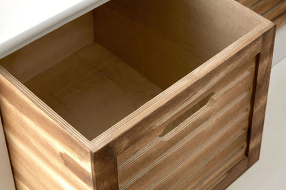 Lavenham White and Natural Wooden Bench with Drawers