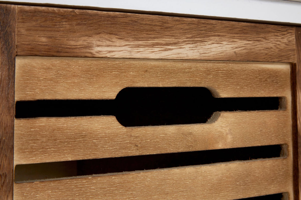 Lavenham White and Natural Wooden Bench with Drawers