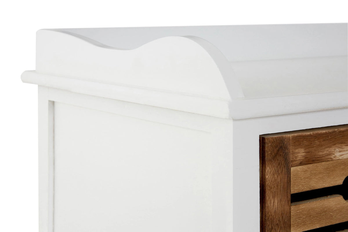 Lavenham White and Natural Wooden Bench with Drawers