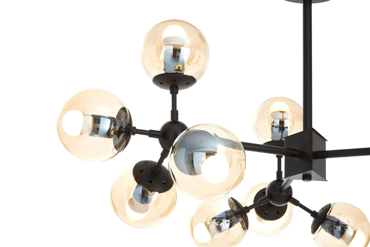 Cambridge Matte Black 12 Arm Pendant Light