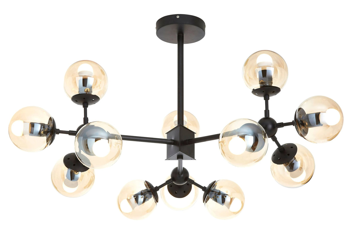 Cambridge Matte Black 12 Arm Pendant Light