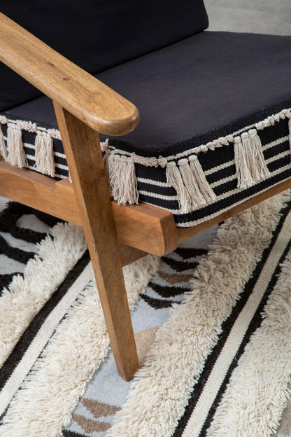 Granada Black and White Textured Fabric Lounge Chair