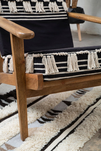 Granada Black and White Textured Fabric Lounge Chair