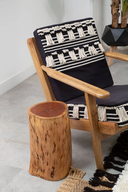 Granada Black and White Textured Fabric Lounge Chair