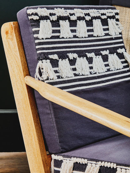 Granada Black and White Textured Fabric Lounge Chair