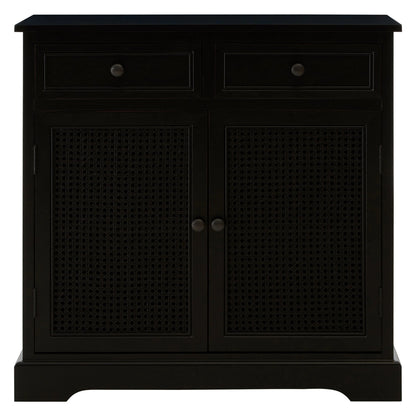 Savoy Black Rattan and Wooden Two Door Sideboard