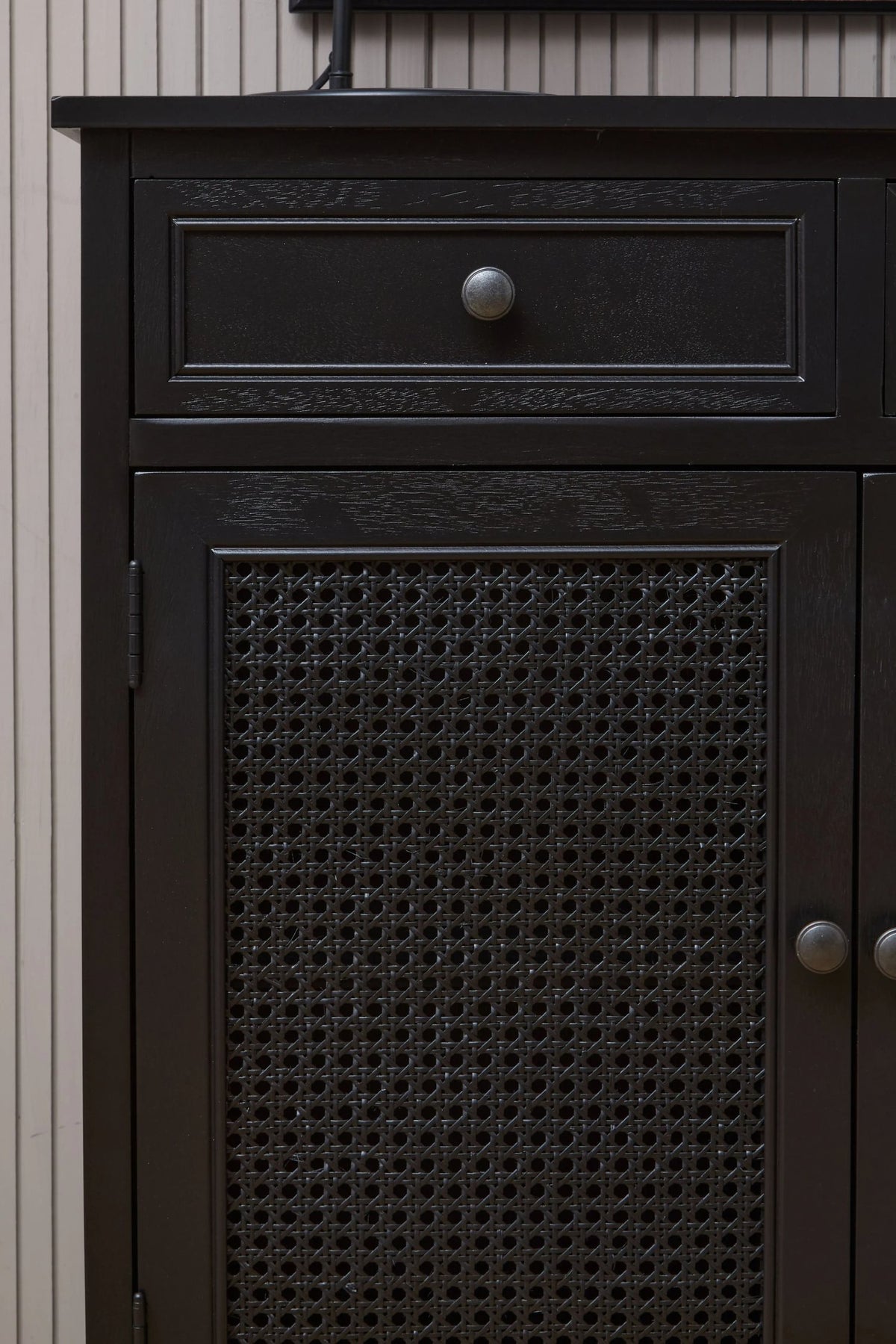 Savoy Black Rattan and Wooden Two Door Sideboard