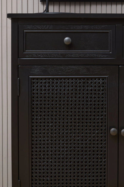 Savoy Black Rattan and Wooden Two Door Sideboard