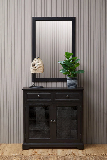 Savoy Black Rattan and Wooden Two Door Sideboard