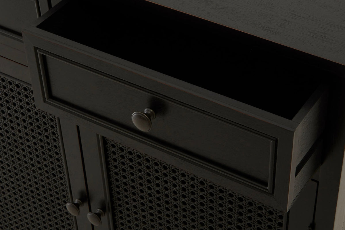 Savoy Black Rattan and Wooden Two Door Sideboard