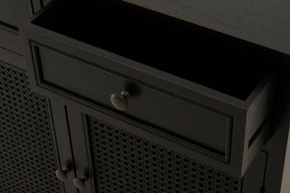 Savoy Black Rattan and Wooden Two Door Sideboard