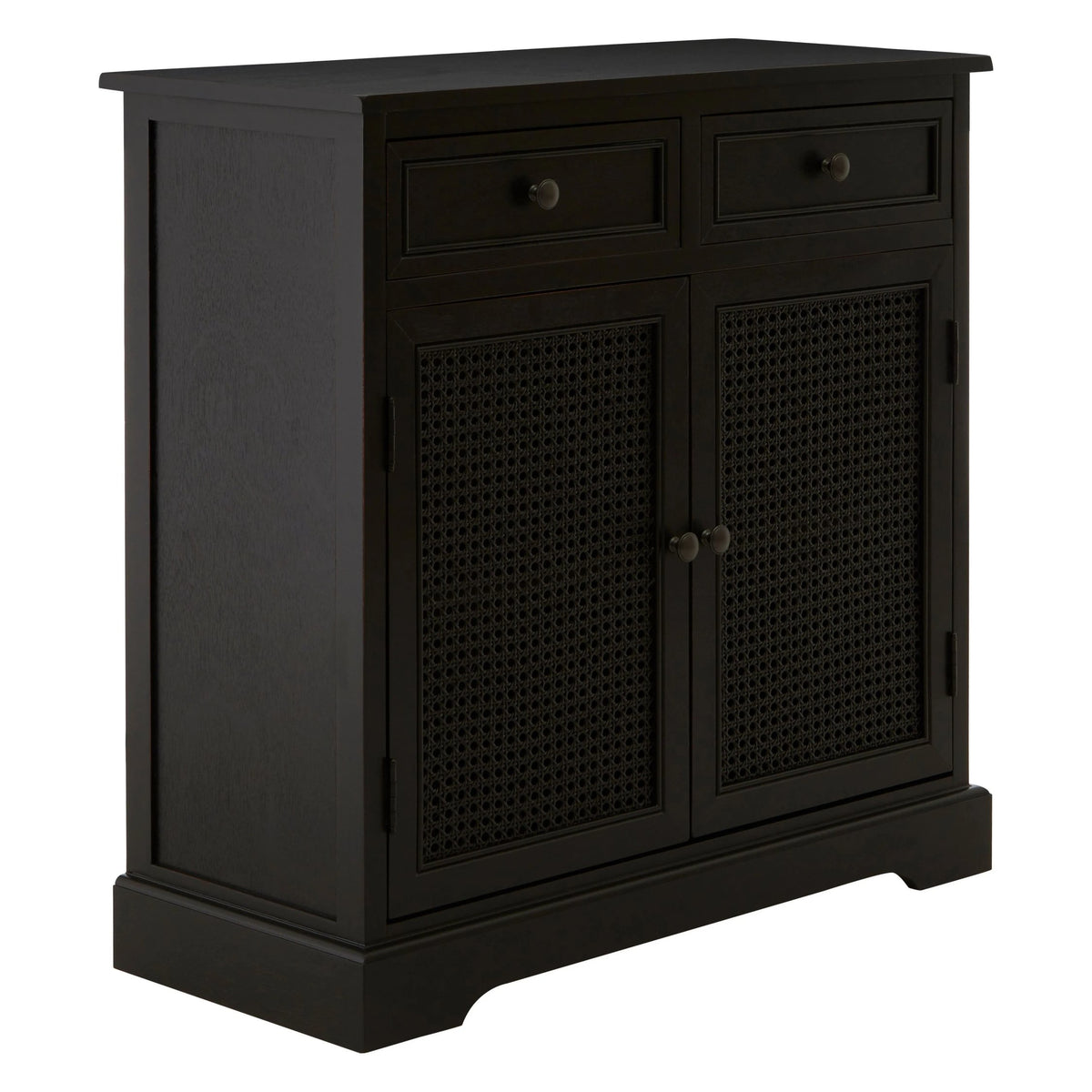 Savoy Black Rattan and Wooden Two Door Sideboard