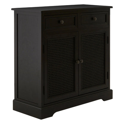 Savoy Black Rattan and Wooden Two Door Sideboard