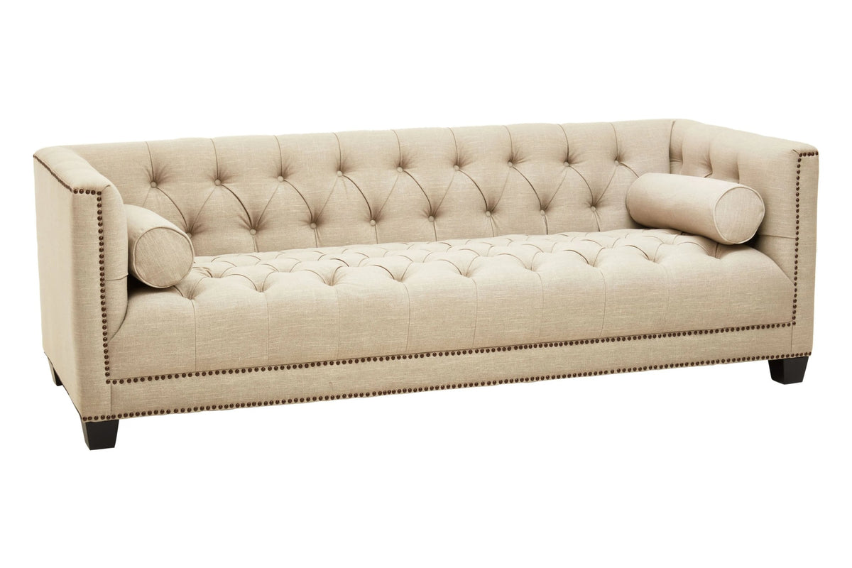 Fowey Fabric 3 Seat Modern Chesterfield Sofa 