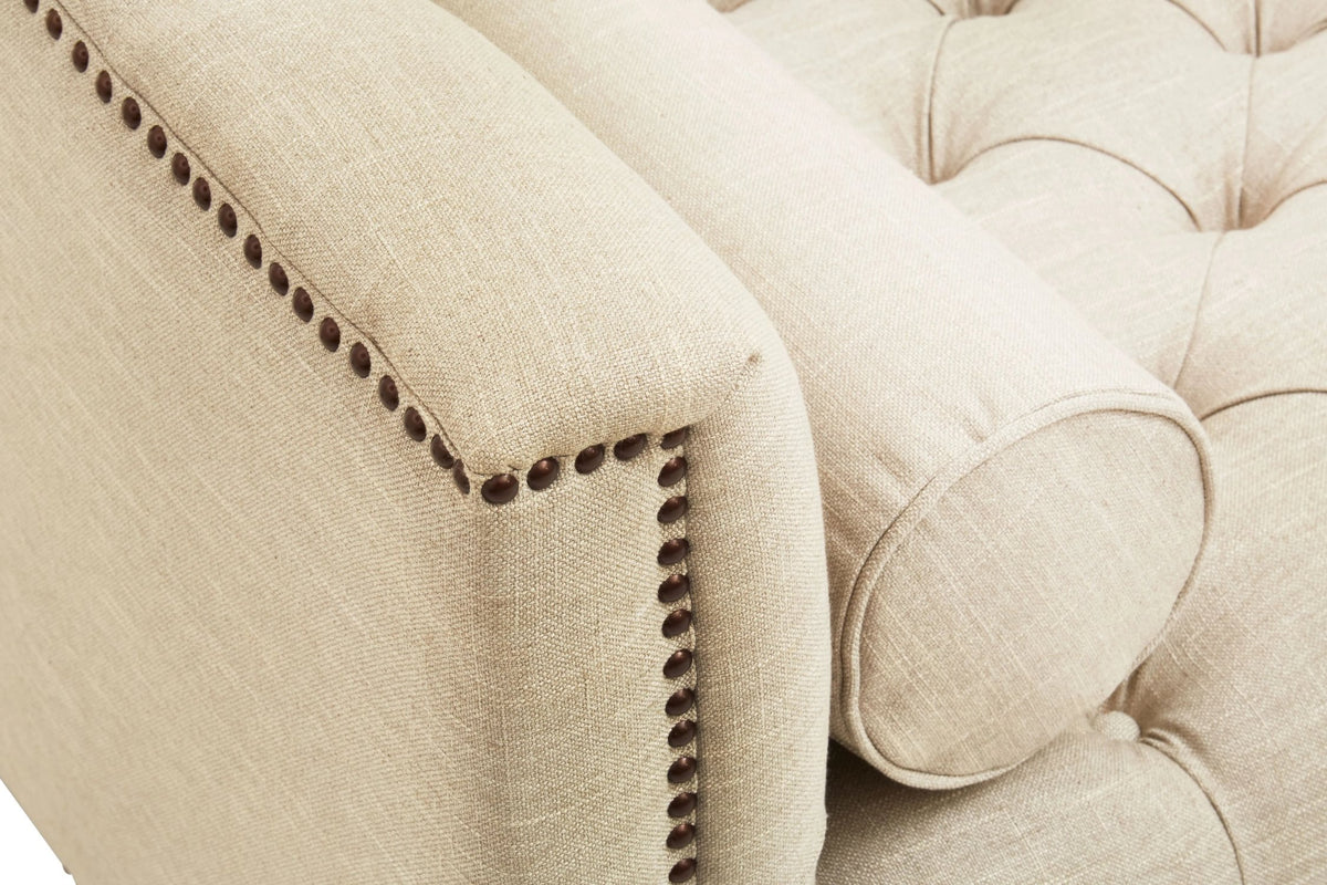 Fowey Fabric 3 Seat Modern Chesterfield Sofa 