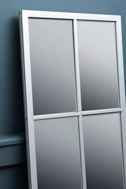 Hayle Silver Frame Full Length Window Pane Wall Mirror
