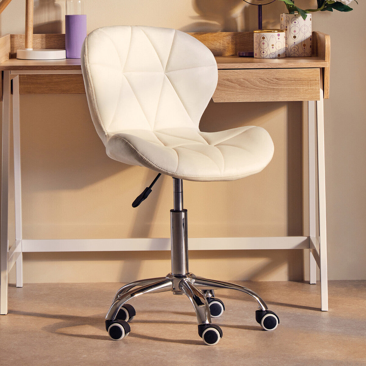 Corfe Velvet Quilted Home Office Chair 