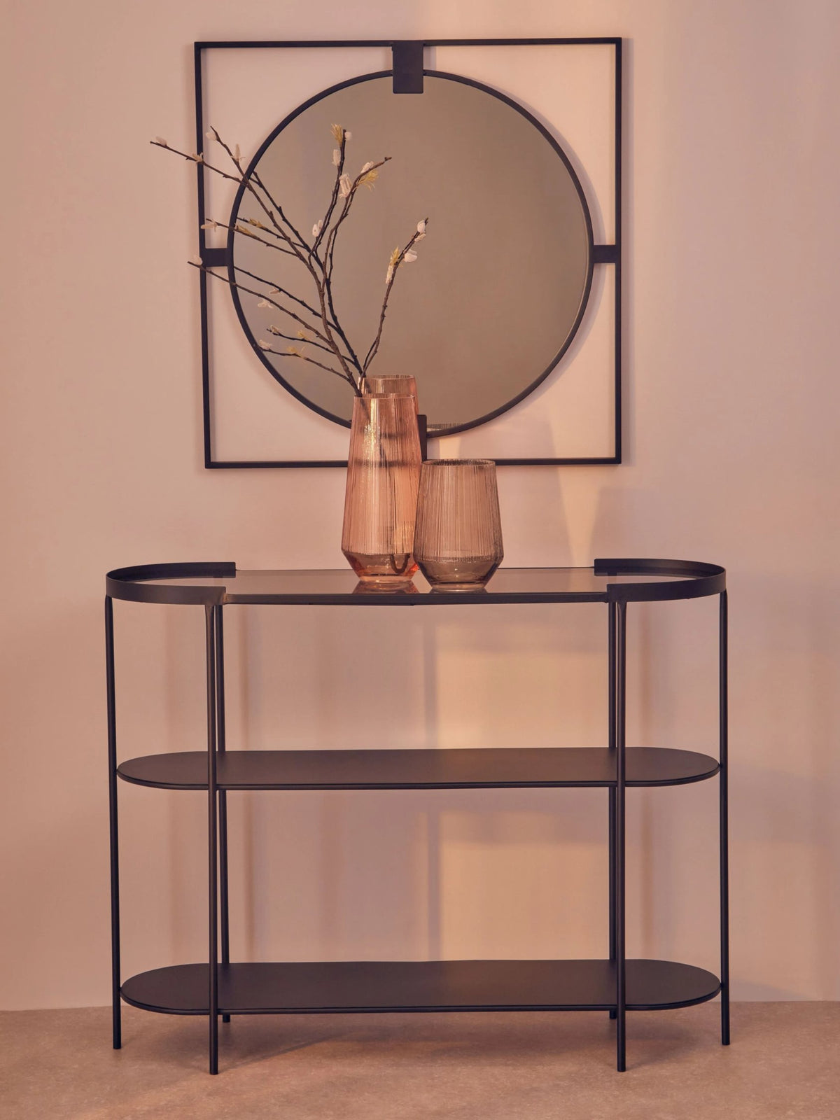 Bath Console Table with Glass Top
