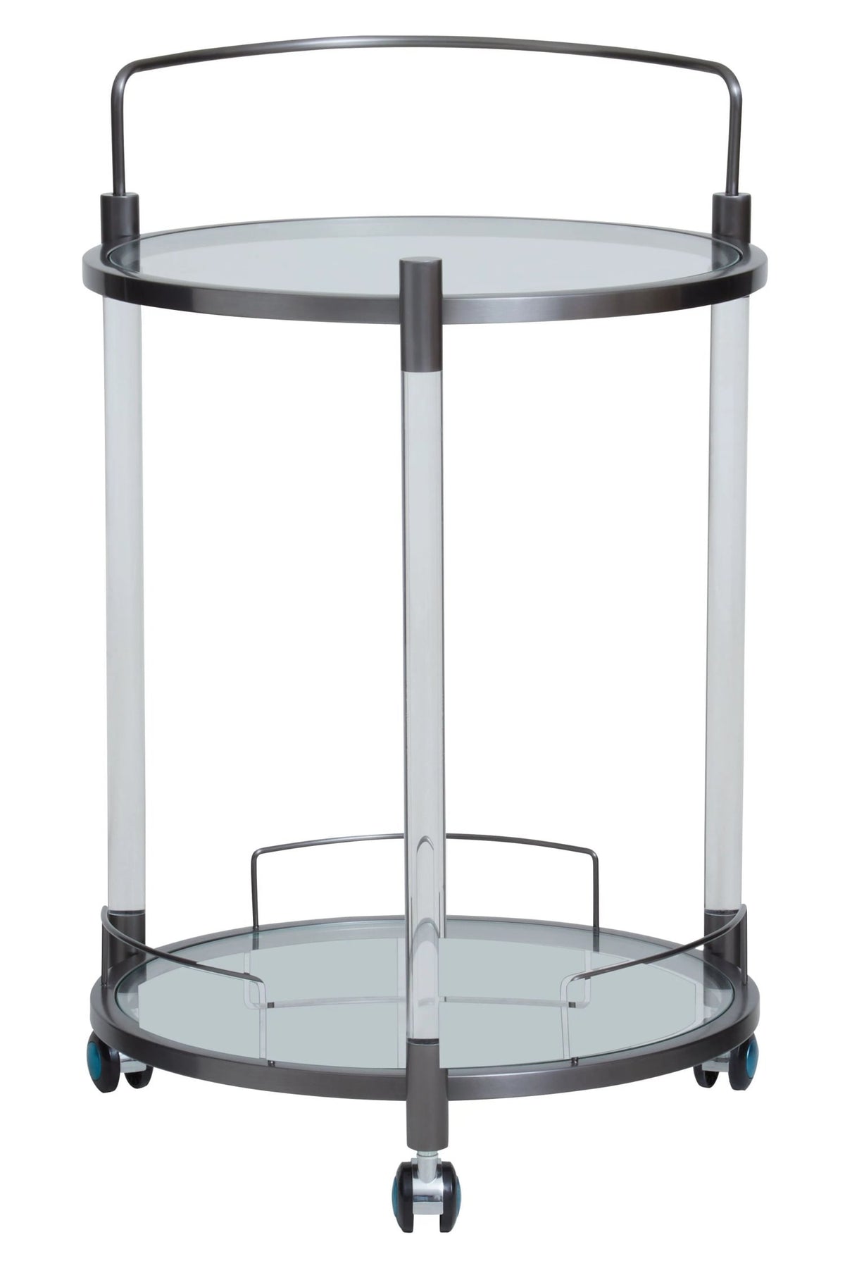 Amalfi Black Metal and Acrylic Frame Round 2 Tier Drinks Trolley