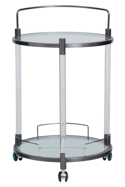 Amalfi Black Metal and Acrylic Frame Round 2 Tier Drinks Trolley