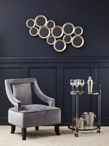 Amalfi Black Metal and Acrylic Frame Round 2 Tier Drinks Trolley