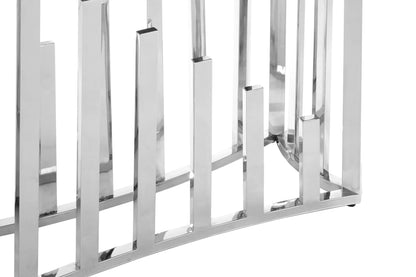 Notting Silver Console Table with Black Glass Top