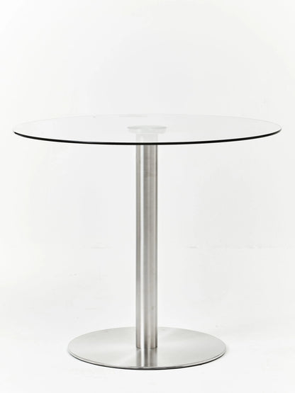 Halifax Round Glass and Silver Finish Dining Table