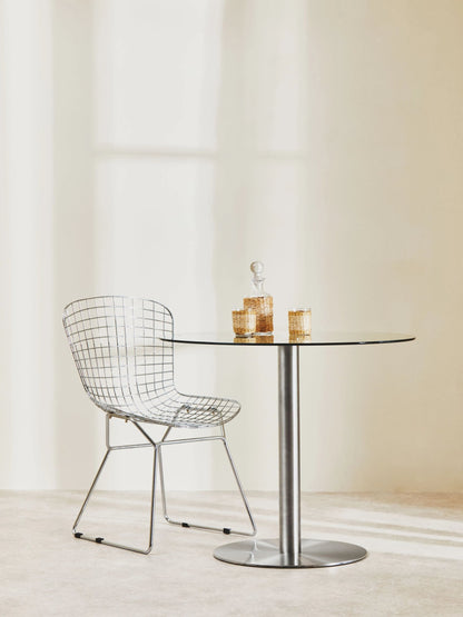 Halifax Round Glass and Silver Finish Dining Table