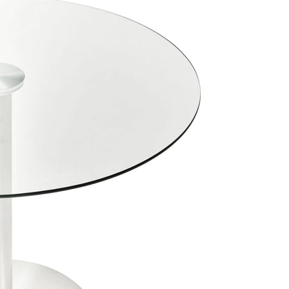 Halifax Round Glass and Silver Finish Dining Table