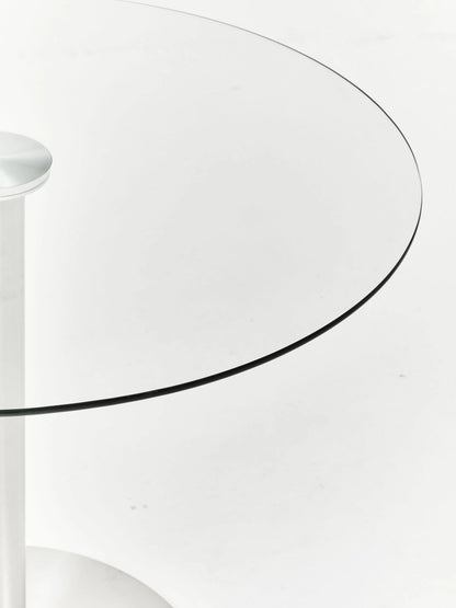 Halifax Round Glass and Silver Finish Dining Table