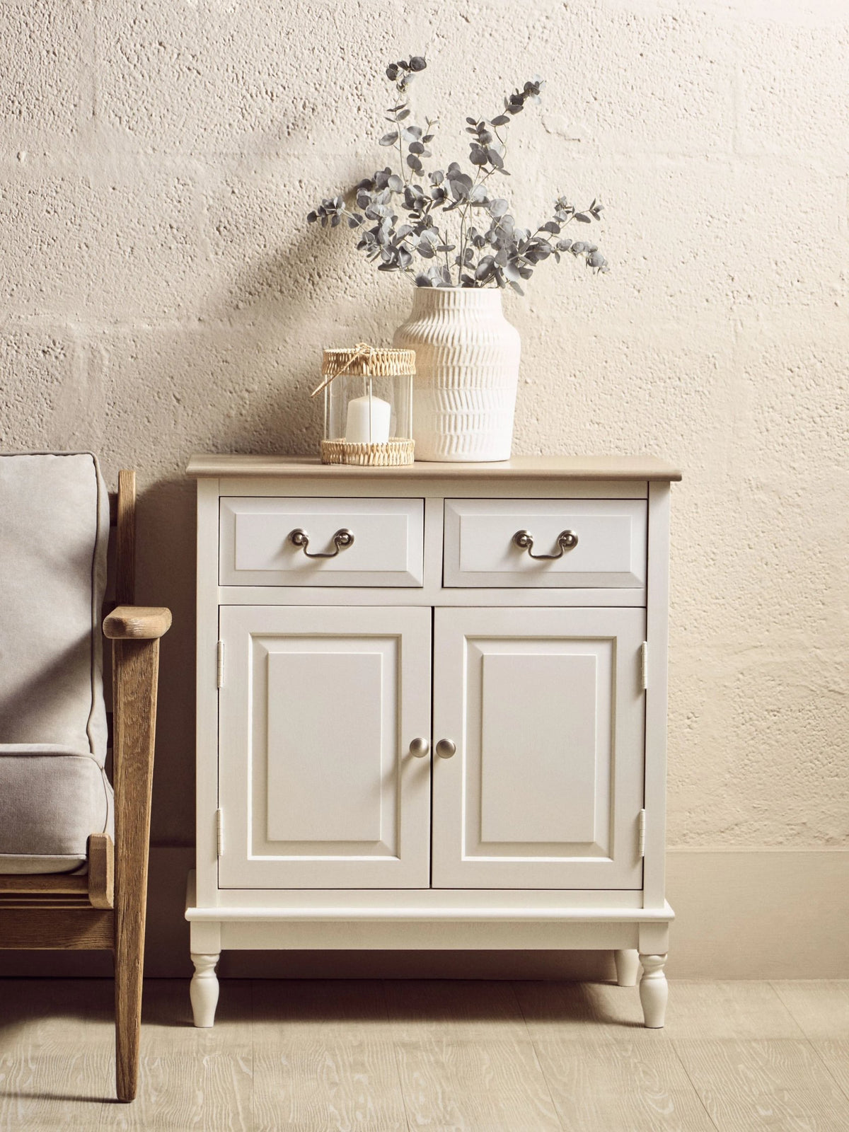 Savoy 2 Drawer White Wooden Sideboard