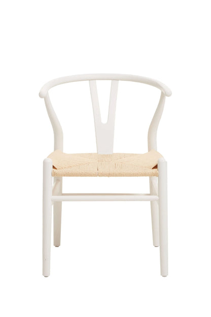 Cannes Antique White Finish Wishbone Chair