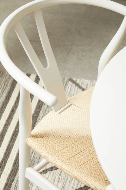 Cannes Antique White Finish Wishbone Chair