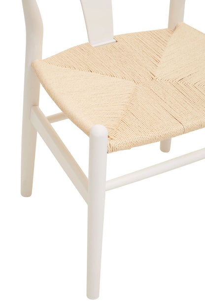 Cannes Antique White Finish Wishbone Chair