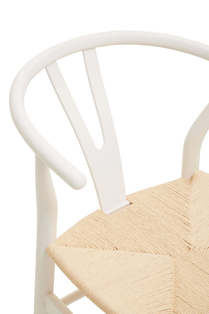 Cannes Antique White Finish Wishbone Chair