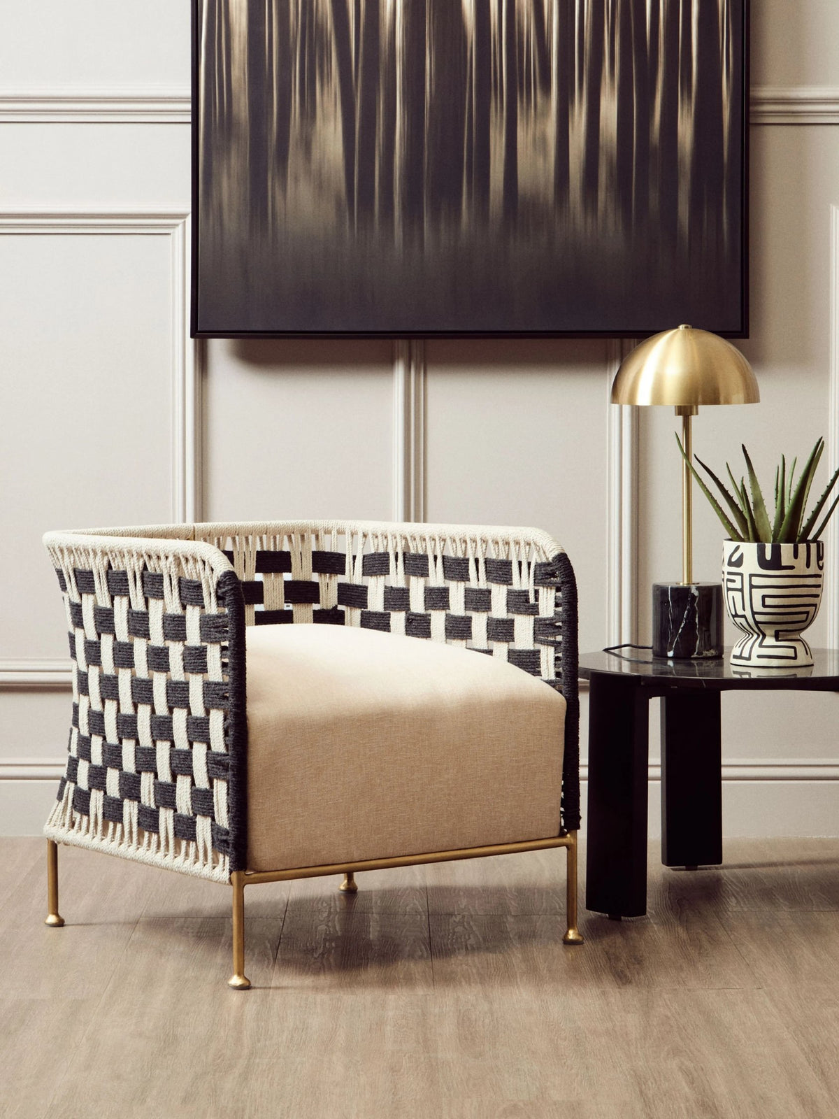 Hudson Black and White Jute Chair