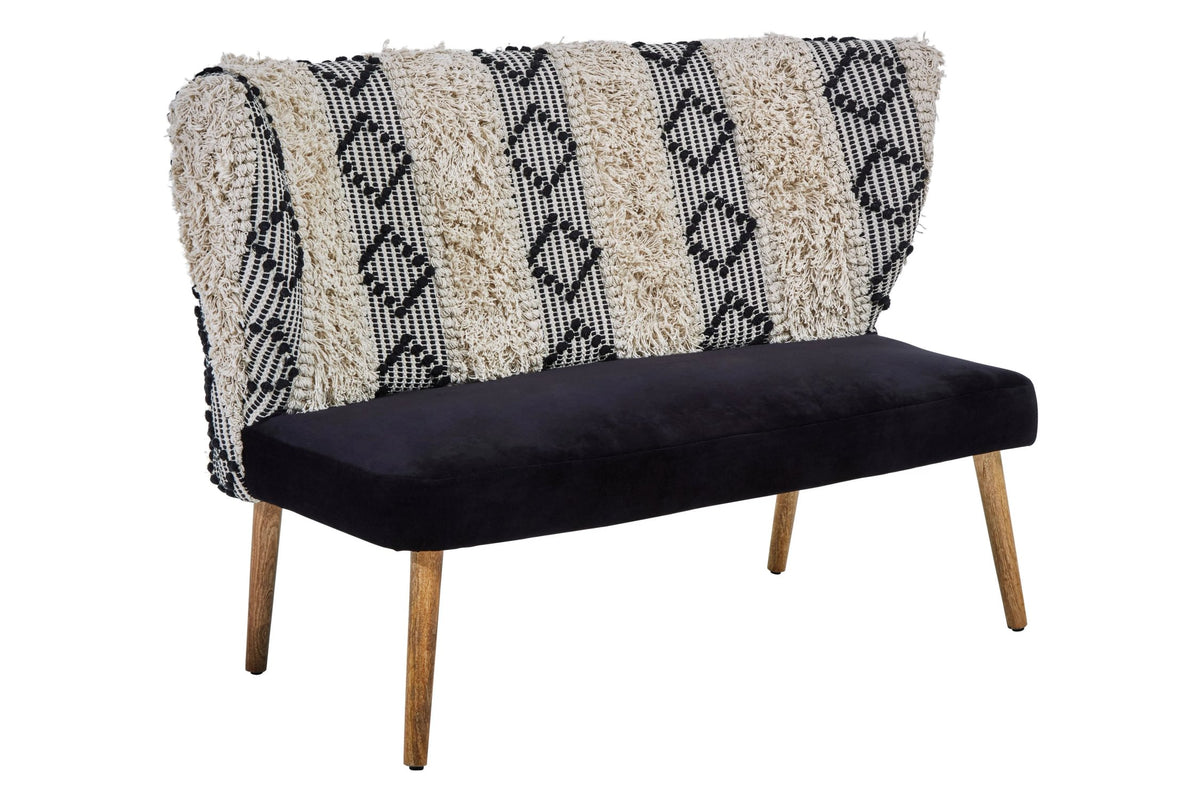 Granada Black and White Moroccan Design Bench