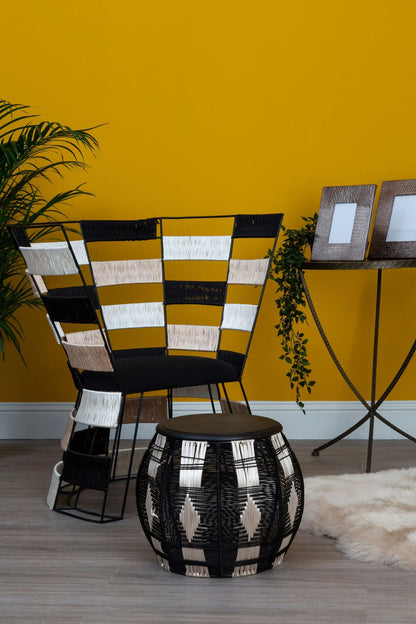 Porto Beige and Black and White Woven Chair