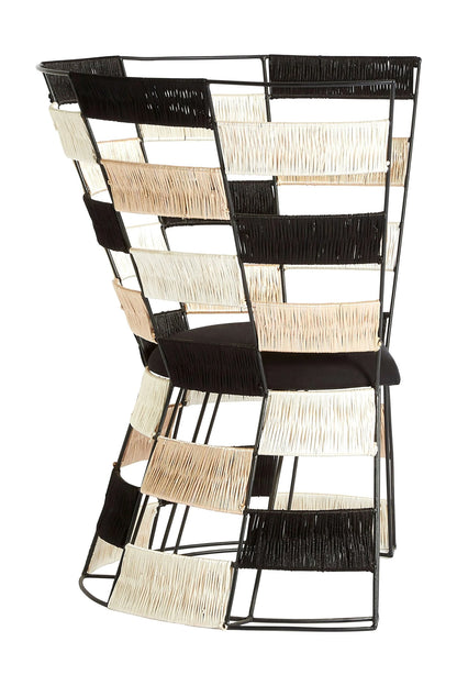 Porto Beige and Black and White Woven Chair