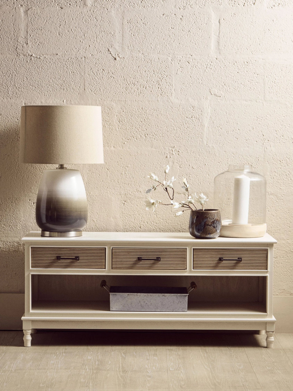Savoy 3 Drawer White Wooden Sideboard