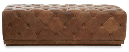 Harrogate Brown Leather Rectangle Chesterfield Ottoman